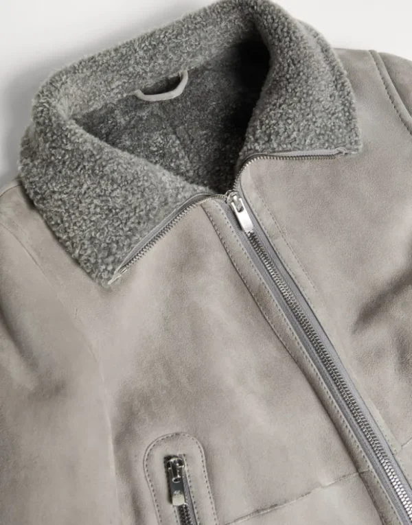 Brunello Cucinelli Blouson aus Shearling-Veloursleder | Kinder Mäntel & Jacken