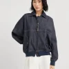 Brunello Cucinelli Blouson aus Twill in Denim-Optik mit Shiny Zipper Pull | Damen Mäntel & Jacken