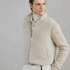 Brunello Cucinelli Blouson aus Veloursleder mit Ärmeln aus Kaschmirstrick und Wattierung aus Thermore® | Herren Mäntel & Jacken