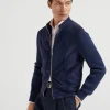 Brunello Cucinelli Blouson aus Veloursleder und Baumwollstrick | Herren Mäntel & Jacken