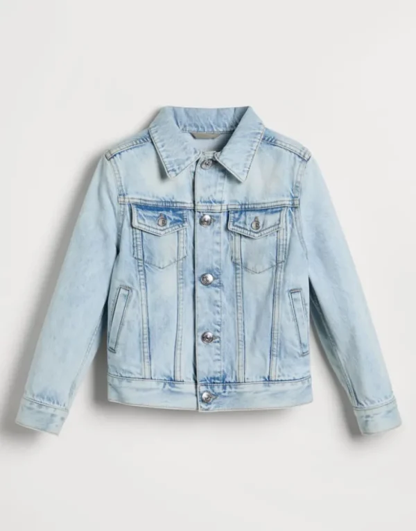 Brunello Cucinelli Blouson mit vier Taschen aus Denim | Kinder Mäntel & Jacken