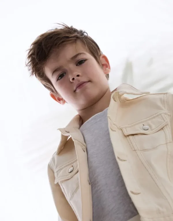 Brunello Cucinelli Blouson mit vier Taschen aus leichtem stückgefärbtem Comfort-Baumwolldenim | Kinder Mäntel & Jacken