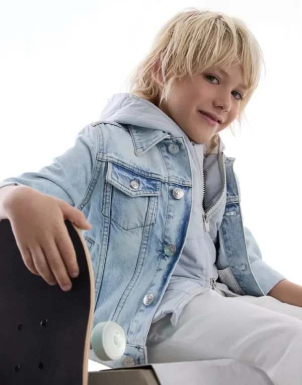 Brunello Cucinelli Blouson mit vier Taschen aus Denim | Kinder Mäntel & Jacken