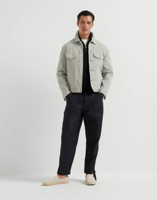 Brunello Cucinelli Blouson mit vier Taschen aus leichtem, stückgefärbtem Comfort-Baumwolldenim | Herren Mäntel & Jacken