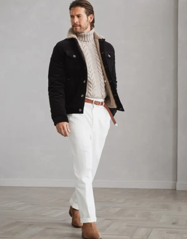 Brunello Cucinelli Blouson mit vier Taschen aus Cordsamt in Baumwolle und Comfort-Kaschmir mit Shearling-Futter | Herren Mäntel & Jacken