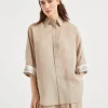 Brunello Cucinelli Bluse aus Baumwollorganza mit Glistening Herbarium Embroidery | Damen Hemden