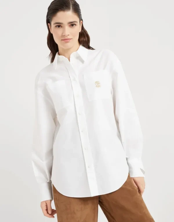 Brunello Cucinelli Bluse aus Baumwoll-Oxford mit Logo | Damen Hemden