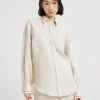 Brunello Cucinelli Bluse aus Leinen mit Shiny Cuffs | Damen Hemden