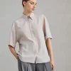 Brunello Cucinelli Bluse aus Seiden-Crêpe-de-Chine mit Precious Buttonhole | Damen Hemden