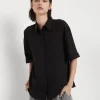 Brunello Cucinelli Bluse aus Seiden-Crêpe-de-Chine mit Precious Buttonhole | Damen Hemden