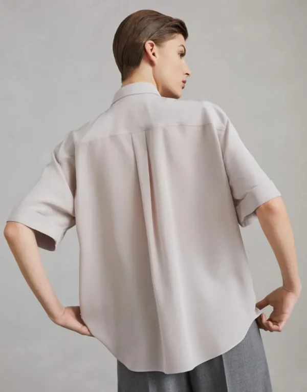 Brunello Cucinelli Bluse aus Seiden-Crêpe-de-Chine mit Precious Buttonhole | Damen Hemden