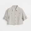 Brunello Cucinelli Bluse aus Sparkling-Leinencanvas mit Monili | Kinder T-shirts & Hemden