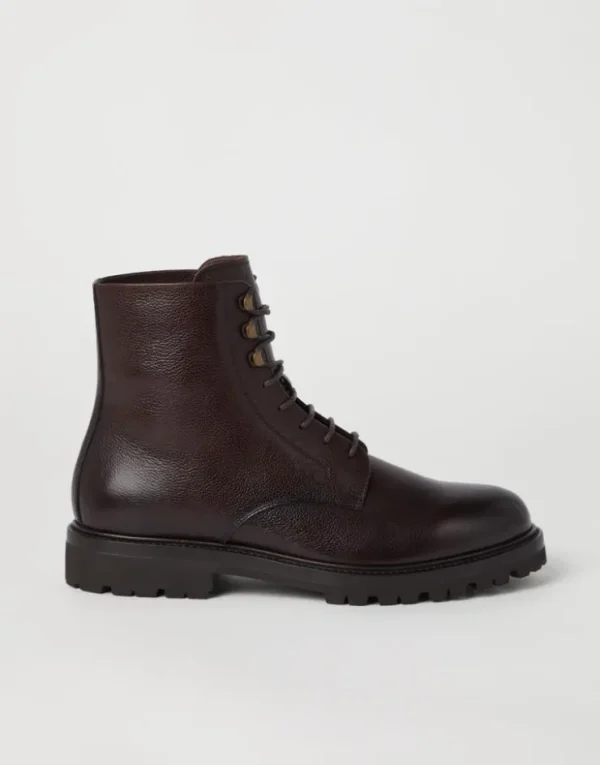 Brunello Cucinelli Boots aus Texture-Kalbsleder mit Shearling-Futter | Herren Boots