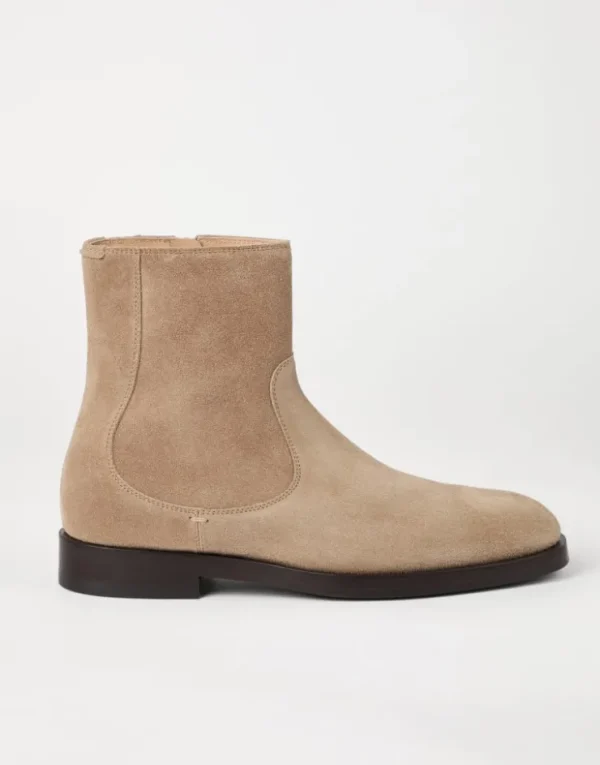 Brunello Cucinelli Boots aus Veloursleder mit Reißverschluss | Herren Boots