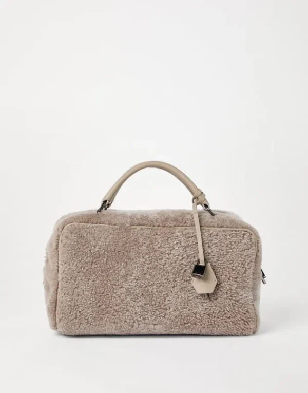 Brunello Cucinelli Boston Explorer-Tasche aus Curly-Shearling | Damen Handtaschen & Shopper