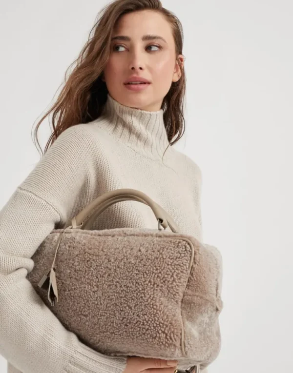 Brunello Cucinelli Boston Explorer-Tasche aus Curly-Shearling | Damen Handtaschen & Shopper