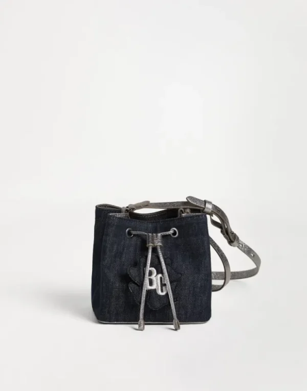 Brunello Cucinelli Bucket-Bag aus No-Fade-Denim mit Patch | Kinder Taschen