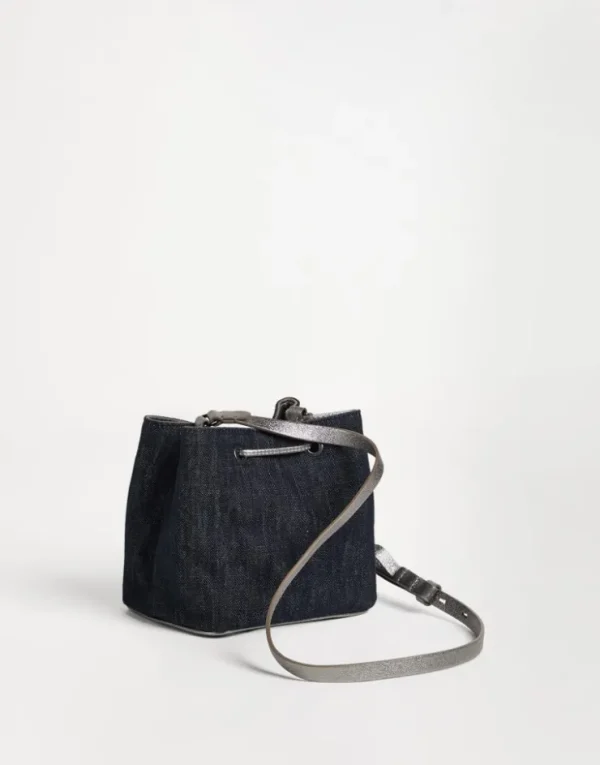 Brunello Cucinelli Bucket-Bag aus No-Fade-Denim mit Patch | Kinder Taschen