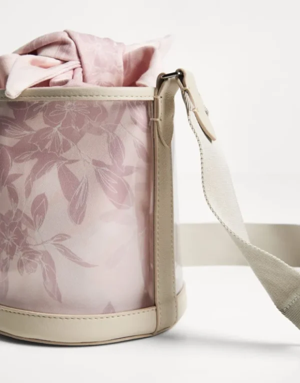 Brunello Cucinelli Bucket-Bag aus PVC und Baumwollgabardine mit Blumenprint | Kinder Taschen