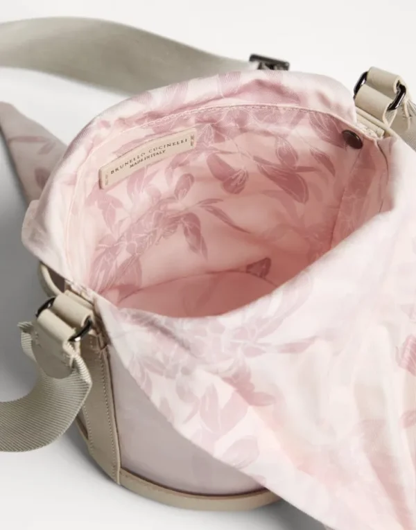 Brunello Cucinelli Bucket-Bag aus PVC und Baumwollgabardine mit Blumenprint | Kinder Taschen