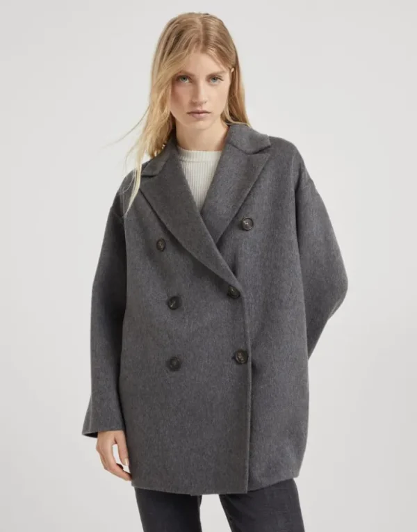 Brunello Cucinelli Cabanjacke aus doppeltem Kaschmirbiber mit Precious Patch | Damen Mäntel & Jacken