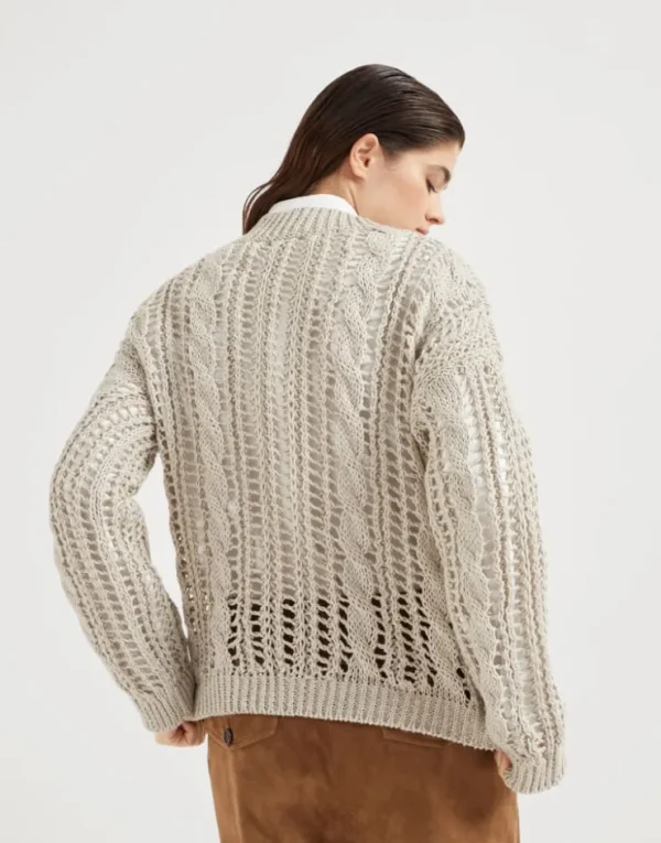 Brunello Cucinelli Cable & Mesh-Pullover aus Jute und Baumwolle | Damen Strickwaren