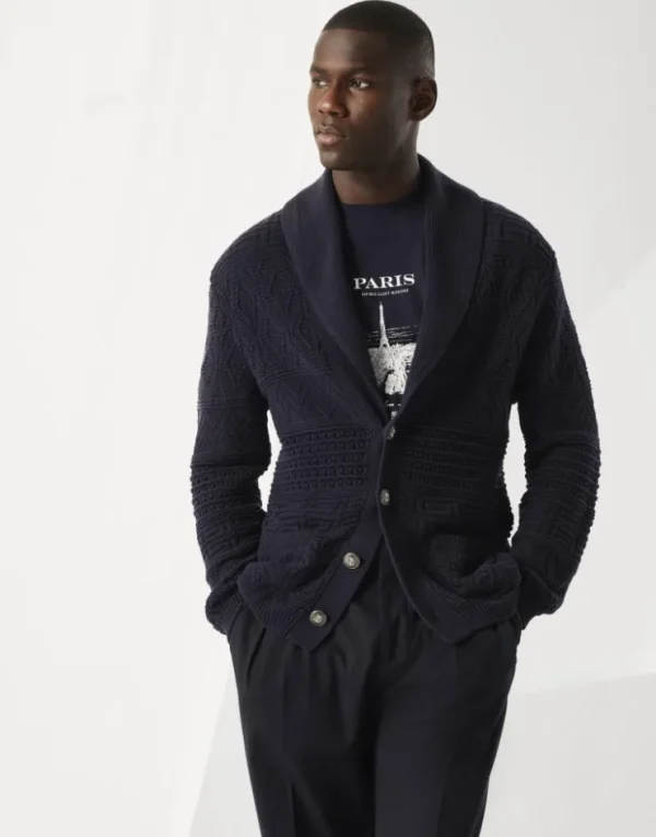 Brunello Cucinelli Cardigan aus Baumwolle in Heritage-Strick | Herren Strickwaren