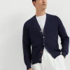 Brunello Cucinelli Cardigan aus Baumwolle in Patentstrick mit Raglanärmeln | Herren Strickwaren