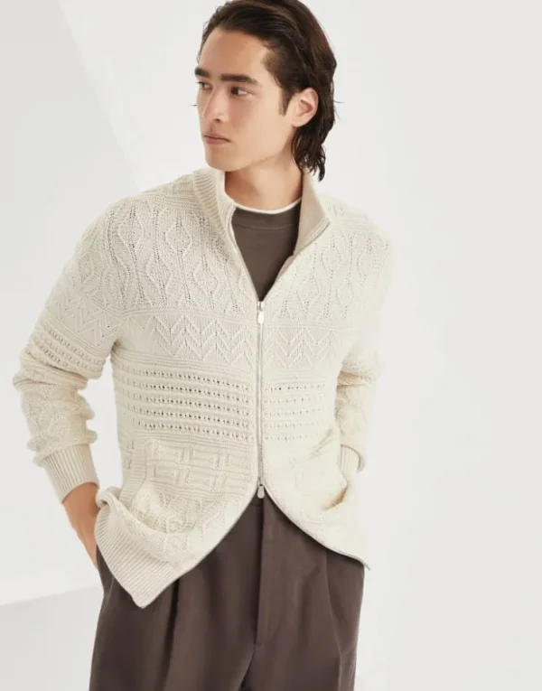 Brunello Cucinelli Cardigan aus Baumwolle in Heritage-Strick mit Reißverschluss | Herren Strickwaren