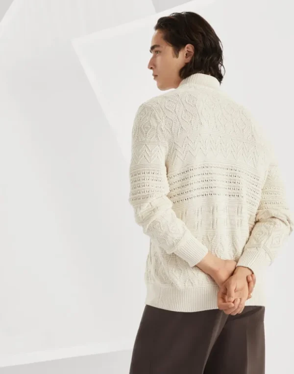 Brunello Cucinelli Cardigan aus Baumwolle in Heritage-Strick mit Reißverschluss | Herren Strickwaren