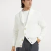 Brunello Cucinelli Cardigan aus Baumwoll-Malfilégarn in Patentstrick mit Metallknöpfen | Herren Strickwaren