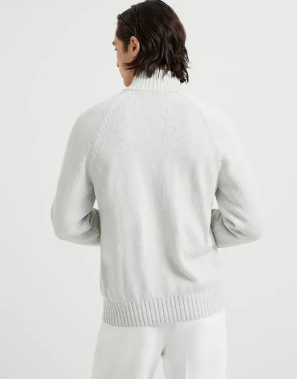 Brunello Cucinelli Cardigan aus Chiné-Baumwolle mit Raglanärmeln und Reißverschluss | Herren Strickwaren