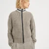 Brunello Cucinelli Cardigan aus Federkaschmir in Patentstrick mit Shiny Trims | Damen Strickwaren