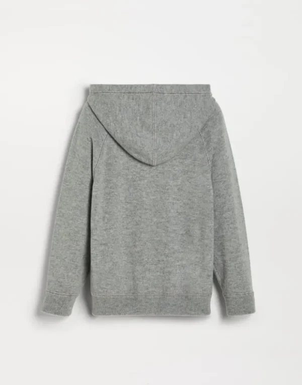 Brunello Cucinelli Cardigan aus Kaschmir im Sweatshirt-Stil mit Kapuze | Kinder Strickwaren