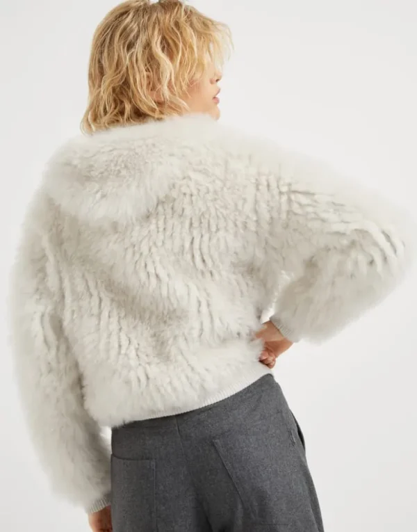 Brunello Cucinelli Cardigan aus Kaschmir mit Besatz aus Shearling und Kapuze | Damen Mäntel & Jacken