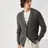 Brunello Cucinelli Cardigan aus Leinen und Baumwolle in Halbpatentstrick mit Metallknöpfen | Herren Strickwaren