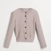 Brunello Cucinelli Cardigan aus Sparkling-Kaschmir in Rippenstrick | Kinder Strickwaren