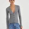 Brunello Cucinelli Cardigan aus Sparkling-Kaschmir in Rippenstrick | Damen Strickwaren