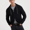 Brunello Cucinelli Cardigan im Sweatshirt-Stil aus Kaschmir mit Reißverschluss und Kapuze | Herren Strickwaren