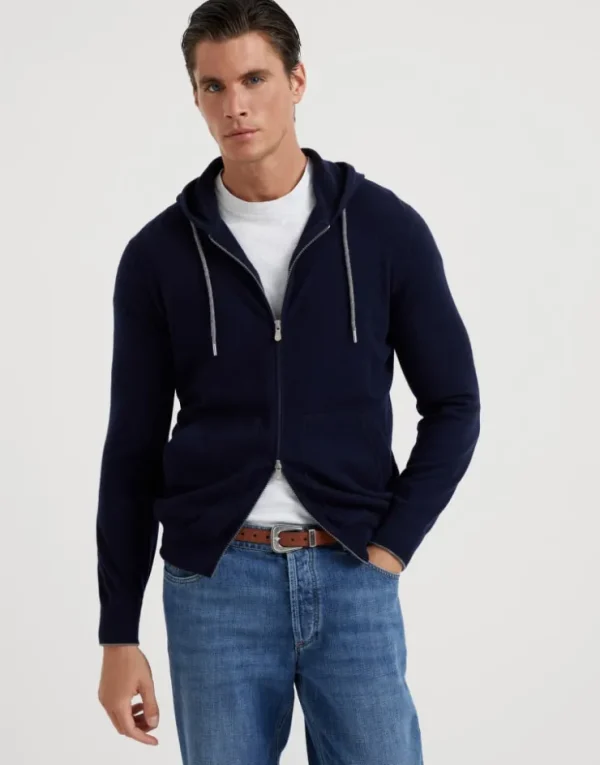 Brunello Cucinelli Cardigan im Sweatshirt-Stil aus Kaschmir mit Reißverschluss und Kapuze | Herren Strickwaren