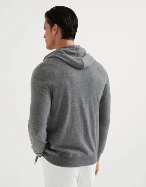 Brunello Cucinelli Cardigan im Sweatshirt-Stil aus Kaschmir mit Reißverschluss und Kapuze | Herren Strickwaren