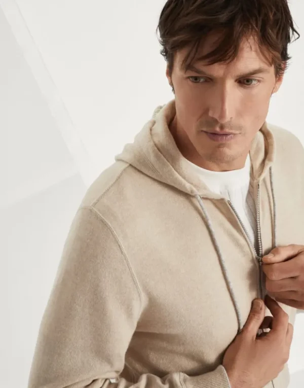 Brunello Cucinelli Cardigan im Sweatshirt-Stil aus Kaschmir mit Reißverschluss und Kapuze | Herren Strickwaren