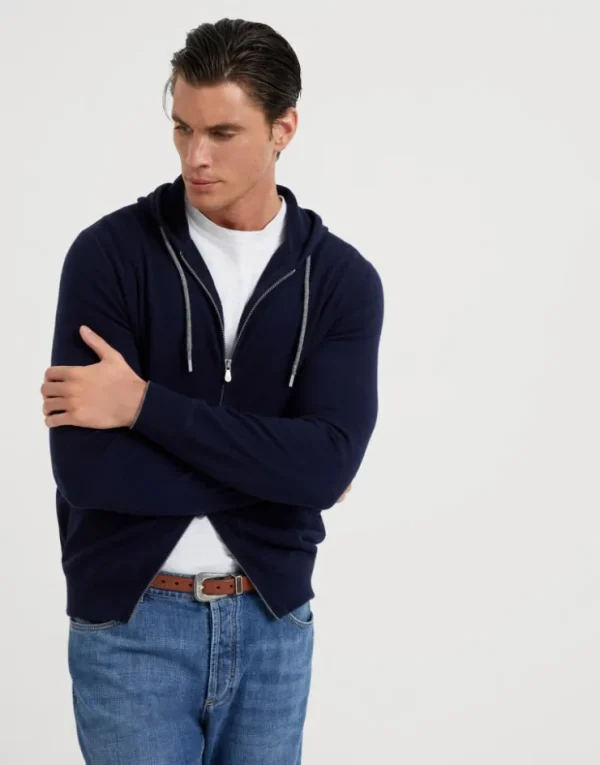 Brunello Cucinelli Cardigan im Sweatshirt-Stil aus Kaschmir mit Reißverschluss und Kapuze | Herren Strickwaren