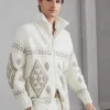 Brunello Cucinelli Cardigan in Geometric Jacquard aus Federkaschmir mit Reißverschluss | Herren Strickwaren