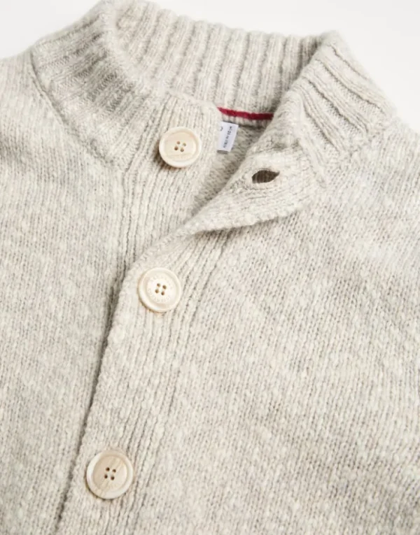 Brunello Cucinelli Cardigan in Tweed-Optik aus Soft-Schurwolle und Kaschmir | Kinder Strickwaren