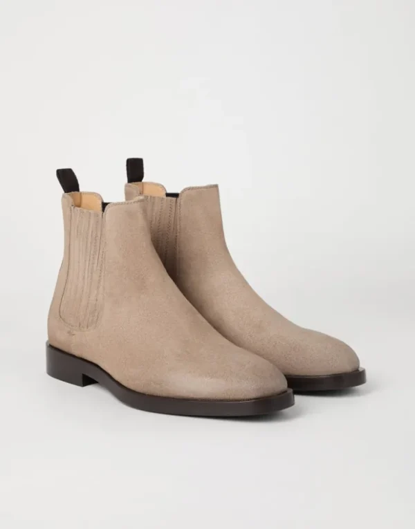 Brunello Cucinelli Chelsea Boot aus gewachstem Veloursleder | Herren Boots