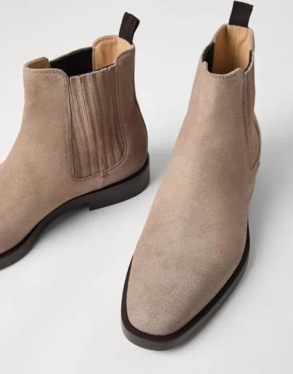 Brunello Cucinelli Chelsea Boot aus gewachstem Veloursleder | Herren Boots