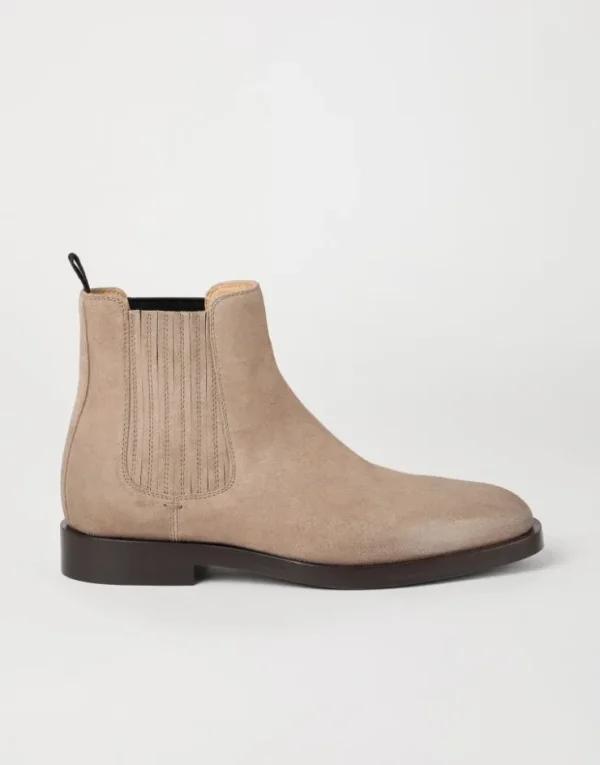 Brunello Cucinelli Chelsea Boot aus gewachstem Veloursleder | Herren Boots