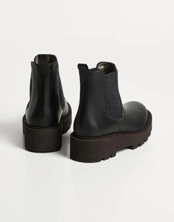 Brunello Cucinelli Chelsea-Boots aus mattem Kalbsleder mit Monili | Kinder Schuhe