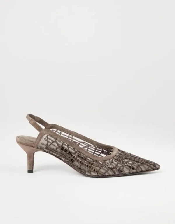 Brunello Cucinelli City Glistening Abstract Embroidery-Pumps aus Veloursleder | Damen Schuhe Mit Absätzen | Event-dressing